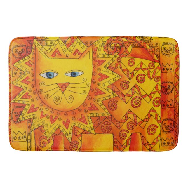 Tapete De Banheiro Ilustração de Aquarela de Leão Padrão (Frente)