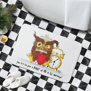 Tapete De Banheiro Ilustração de Café de Coruja Engraçada e Fofa Brow
