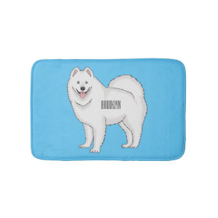 Tapete De Banheiro Ilustração de desenho animado com cão Samoyed