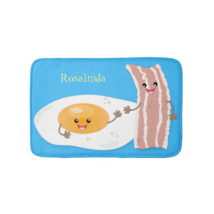 Tapete De Banheiro Ilustração de desenho animado de bacon e ovo caw