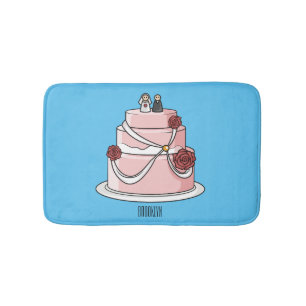 Tapete De Banheiro Ilustração de desenho de bolo de casamento