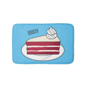 Tapete De Banheiro Ilustração de desenho do bolo de veludo vermelho