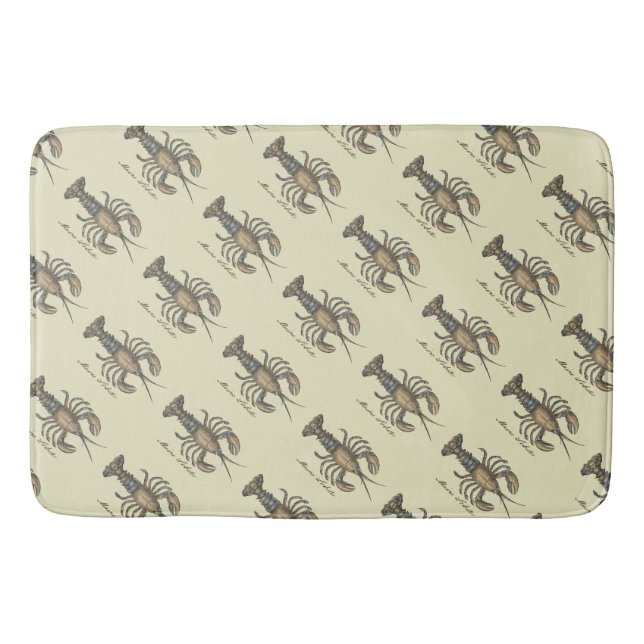 Tapete De Banheiro Ilustração de Lagosta Madeira Antica (Frente)