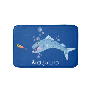 Tapete De Banheiro Imagem de desenho animado de pesca com fome de pei