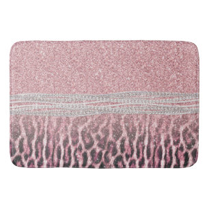 Tapete De Banheiro Imagem Luminosa Cinzenta Cor-de-Rosa com Leopardo