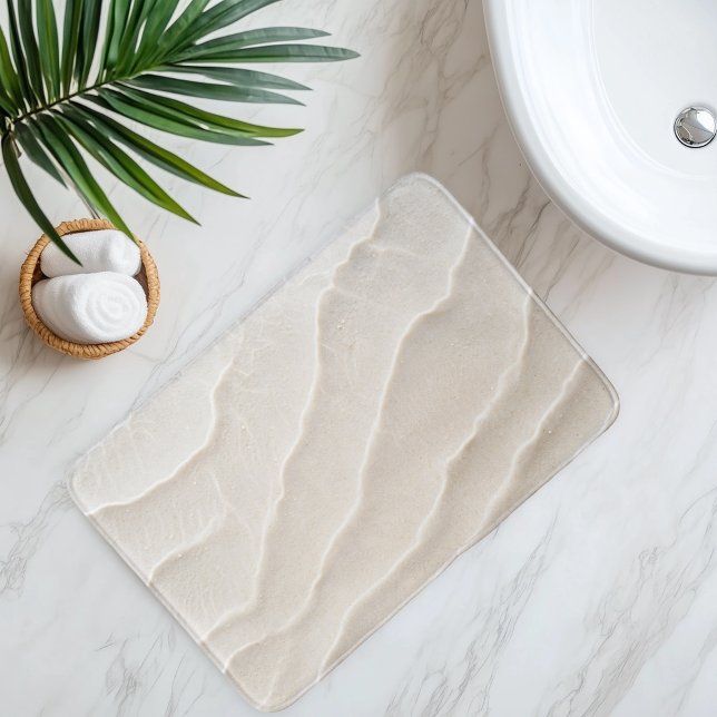 Tapete De Banheiro Imitação Da Areia Praia Sob Água Limpa (Criador carregado)