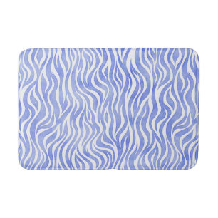 Tapete De Banheiro Impressão azul da zebra da aguarela da sarja de
