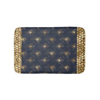 Tapete De Banheiro Impressão azul Marinho Peacock Dourado Elegante