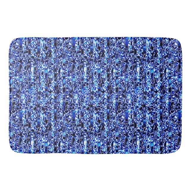 Tapete De Banheiro Impressão Bath Mat Azul e Preto (Frente)