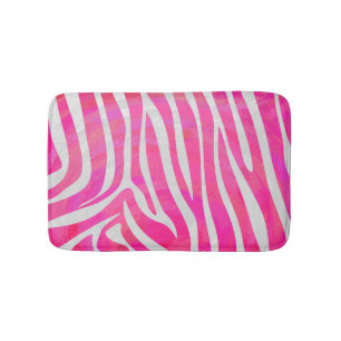 Tapete De Banheiro Impressão branco e rosa-quente zebra