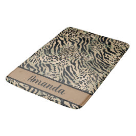 Tapete De Banheiro Impressão castanha e tigre preto e zebra