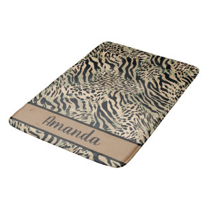 Tapete De Banheiro Impressão castanha e tigre preto e zebra