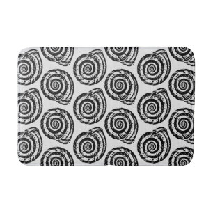 Tapete De Banheiro Impressão de bloco espiral do Seashell, preto e