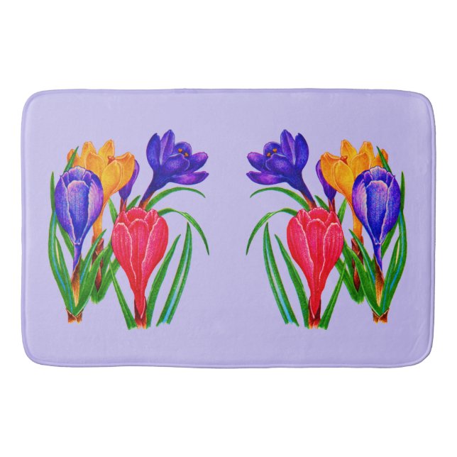 Tapete De Banheiro impressão de flores de croco (Frente)