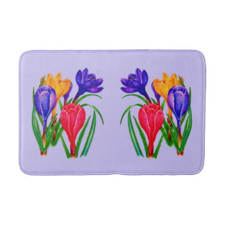 Tapete De Banheiro impressão de flores de croco