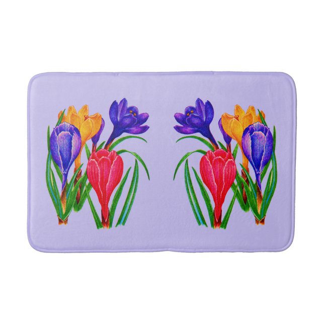 Tapete De Banheiro impressão de flores de croco (Frente)