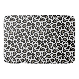 Tapete De Banheiro Impressão de Leopardo Branco e Preto