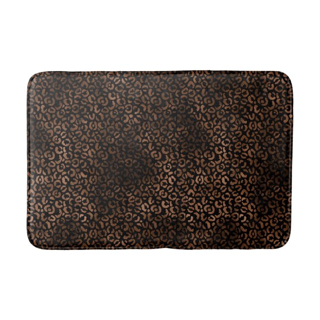 Tapete De Banheiro Impressão de Leopardo Preto Glam Brown (Frente)