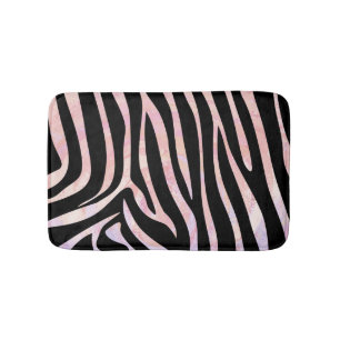 Tapete De Banheiro Impressão de Zebra Preta e Rosa