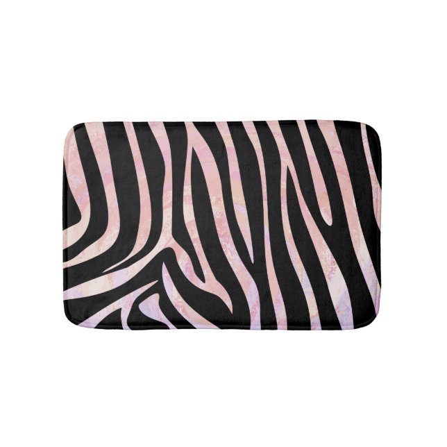 Tapete De Banheiro Impressão de Zebra Preta e Rosa (frente)