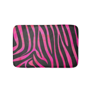Tapete De Banheiro Impressão de zebra preto e rosa quente