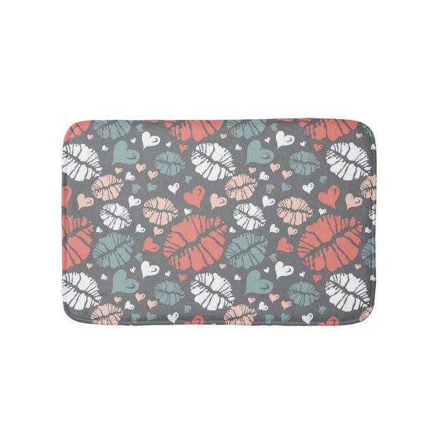 Tapete De Banheiro Impressão do beijo e teste padrão do coração (frente)