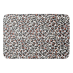 Tapete De Banheiro Impressão do Leopardo Branco Preto e Rosa        