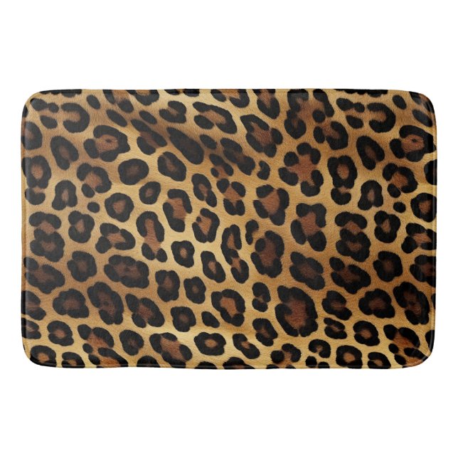 Tapete De Banheiro Impressão Dourada de Leopardo Preto Preto-Castanho (Frente)