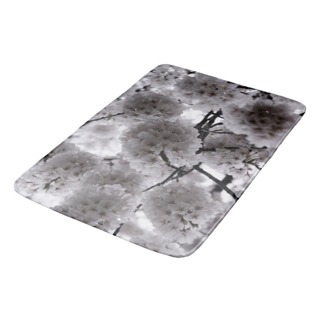 Tapete De Banheiro Impressão Floral Branco (Angulado)