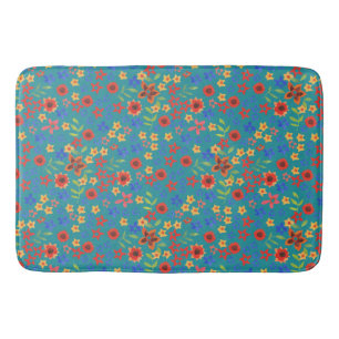 Tapete De Banheiro Impressão Floral Retro Chic na Matriz de Banho Tea