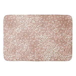 Tapete De Banheiro Impressão Leopard Luminosa Cor-de-Rosa Esbranquiça