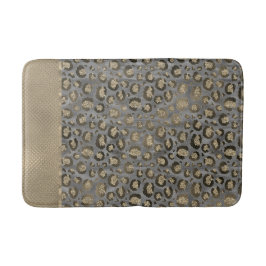 Tapete De Banheiro Impressão Leopardo brilhante em Cinzas brilhantes