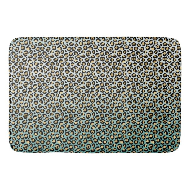 Tapete De Banheiro Impressão Leopardo Dourada de Aqua Ombre (Frente)