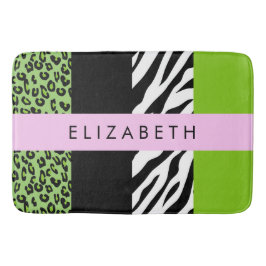 Tapete De Banheiro Impressão Leopardo, Impressão Zebra, Verde, Seu No