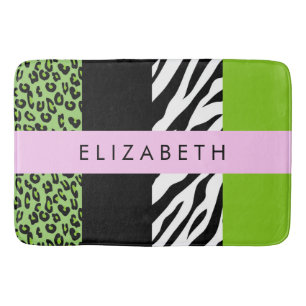 Tapete De Banheiro Impressão Leopardo, Impressão Zebra, Verde, Seu No