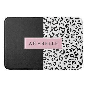 Tapete De Banheiro Impressão Leopardo, Manchas, Preto E Branco, Seu N