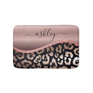 Tapete De Banheiro Impressão Leopardo rosa Gold Foil