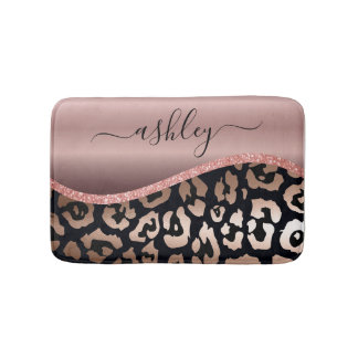 Tapete De Banheiro Impressão Leopardo rosa Gold Foil