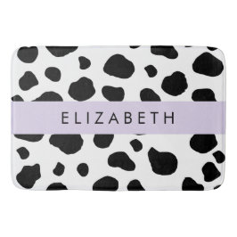 Tapete De Banheiro Impressão, Pontos De Vaca, Preto E Branco, Seu Nom