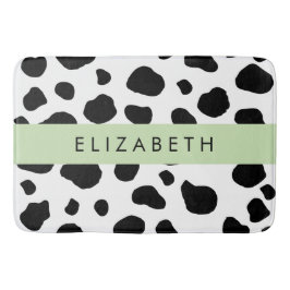 Tapete De Banheiro Impressão, Pontos De Vaca, Preto E Branco, Seu Nom