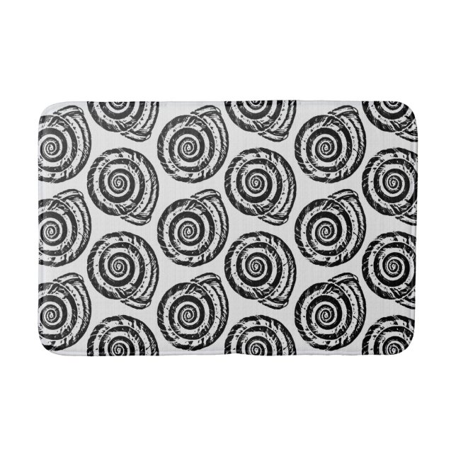 Tapete De Banheiro Impressão, Preto e Branco do Bloco de Espiral (Frente)