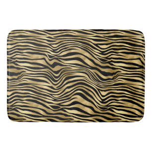 Tapete De Banheiro Impressão Zebra na moda Dourada