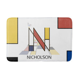 Tapete De Banheiro Incredible Neoplasticism Art Monogram. Letter N