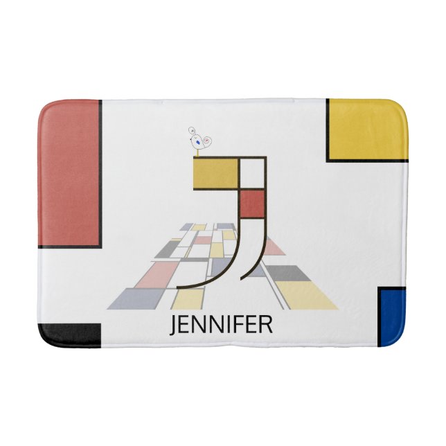 Tapete De Banheiro Incrível Neoplasticismo Monograma de Arte. Letra J (Frente)