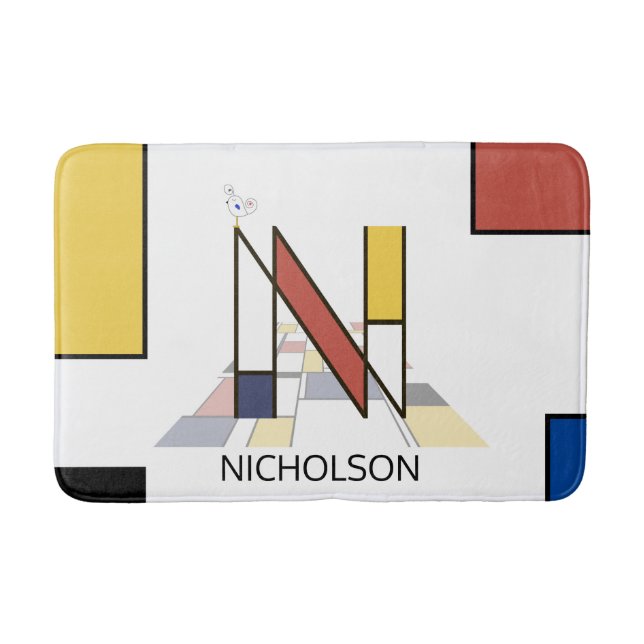 Tapete De Banheiro Incrível Neoplasticismo Monograma de Arte. Letra N (Frente)