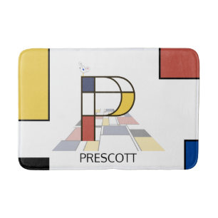 Tapete De Banheiro Incrível Neoplasticismo Monograma de Arte. Letra P