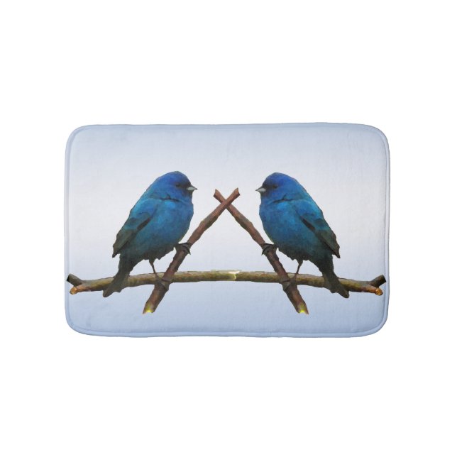 Tapete De Banheiro Indigo Bunting Birds Bath Mats (frente)