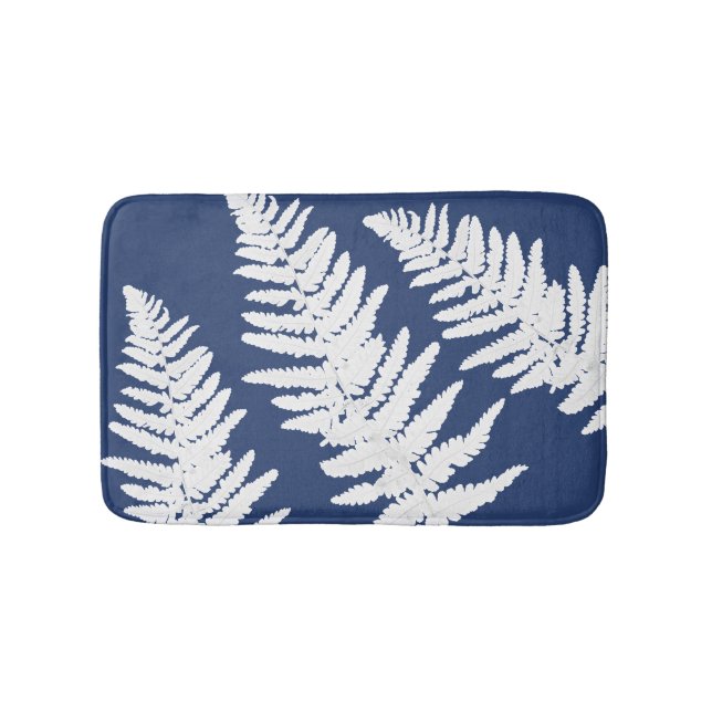 Tapete De Banheiro Indigo Fern Botanical Bath Mat (frente)