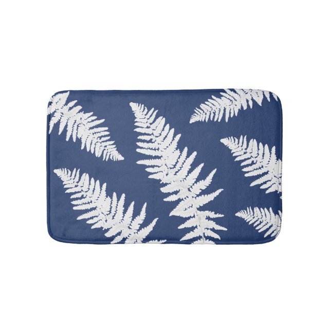 Tapete De Banheiro Indigo Fern Botanical Bath Mat (frente)