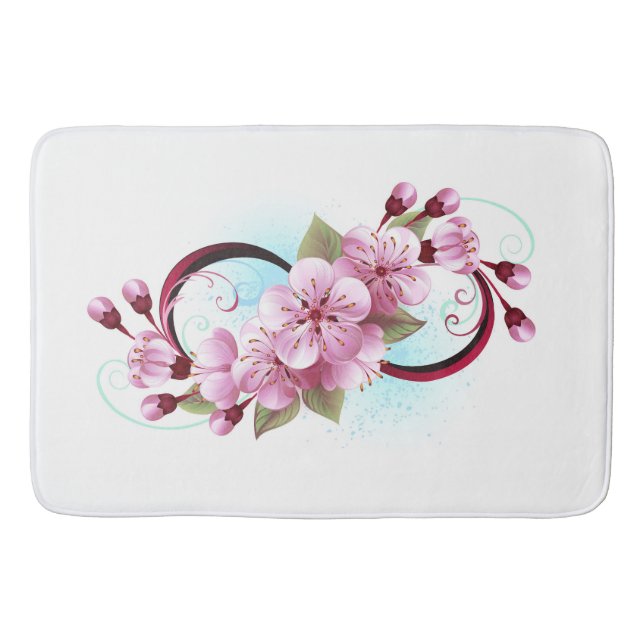 Tapete De Banheiro Infinidade com Flores de Flor Sakura (Frente)